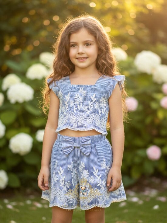 Other - NWT Pretty Girls Blouse & Shorts Matching 2-Piece Set Embroidery Bohemian 6-9M